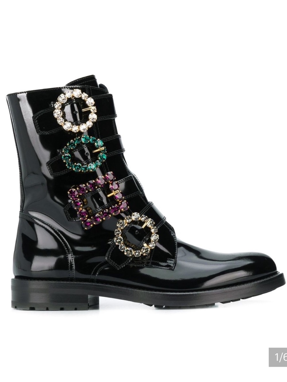 Dolce & Gabbana Jewel Buckle Patent Leather Boots